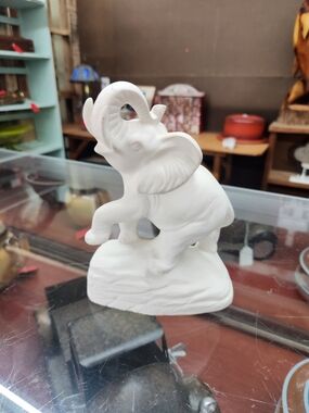 White Ceramic Elephant Figurine Home Accent